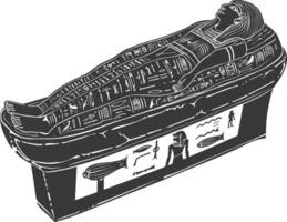 AI generated Silhouette ancient egypt sarcophagus black color only vector