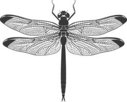 AI generated Silhouette Dragonfly black color only full body vector