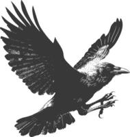 AI generated Silhouette crow bird fly black color only full body vector