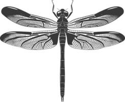 AI generated Silhouette Dragonfly black color only full body vector