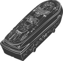 AI generated Silhouette ancient egypt sarcophagus black color only vector