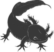 AI generated Silhouette Axolotl animal black color only full vector