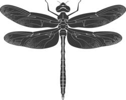 AI generated Silhouette Dragonfly black color only full body vector