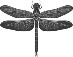 AI generated Silhouette Dragonfly black color only full body vector