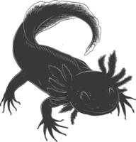 AI generated Silhouette Axolotl animal black color only full vector