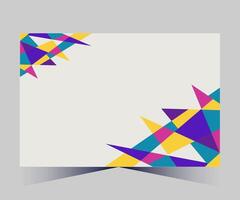 a white card with colorful triangles on it vector