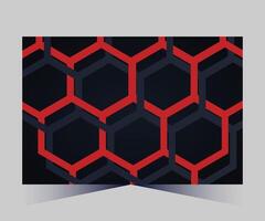 a black and red background with a hexagon pattern vector