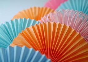 AI generated colorful and creative paper fans on white photo