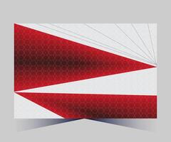 a red and white banner with a triangle shape vector