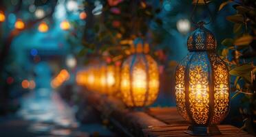 AI generated lantern background lighting for ramadan photo
