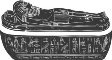 AI generated Silhouette ancient egypt sarcophagus black color only vector