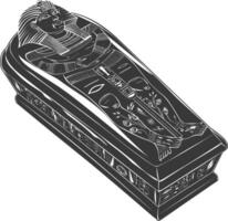 AI generated Silhouette ancient egypt sarcophagus black color only vector