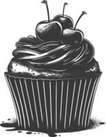 AI generated Silhouette muffin cake food black color only vector
