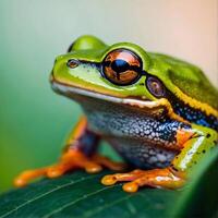 AI generated a frog with a bright orange and yellow face photo