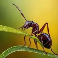 hormiga con verde hoja foto