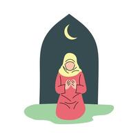 Muslim man Praying flat vector illustration