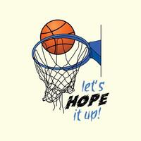 Hand Drawn swish basketball and hoop or net vector design with minimal style