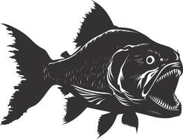 ai generado silueta piraña pescado animal negro color solamente lleno cuerpo vector