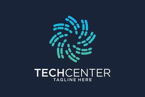 tecnología logo modelo con centrar creativo concepto prima vector