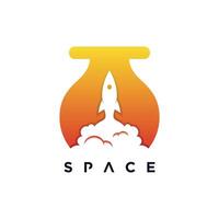 Space logo template with rocket creative concept simple style Premium Vector Part 3