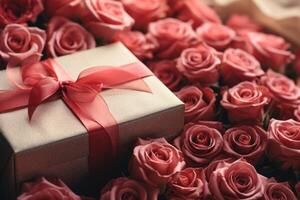 AI generated valentine day's day with red roses photo