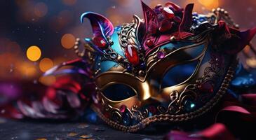 AI generated colorful masquerade mask against colorful background photo