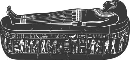 AI generated Silhouette ancient egypt sarcophagus black color only vector