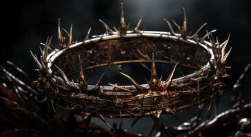 AI generated a crown of thorns made of spikes and a ring with thorns photo