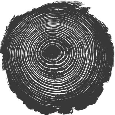 AI generated Silhouette Tree rings black color only