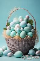 AI generated colourful easter basket decoration in circle photo