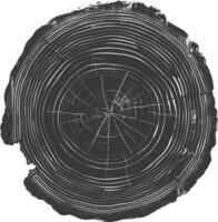 AI generated Silhouette Tree rings black color only vector