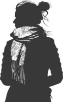 ai generado silueta mujer con nieve bufanda negro color solamente vector