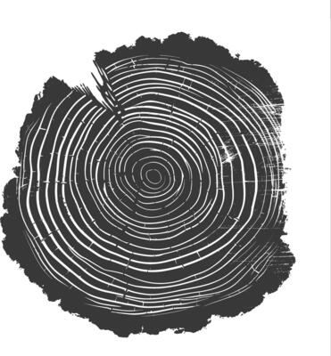 AI generated Silhouette Tree rings black color only