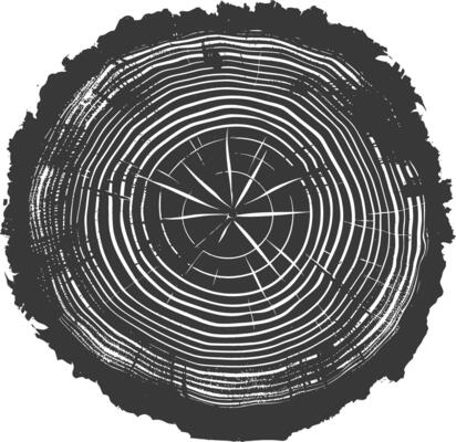 AI generated Silhouette Tree rings black color only