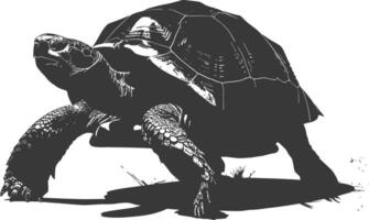 AI generated Silhouette Turtle Animal black color only full body vector