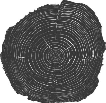 AI generated Silhouette Tree rings black color only