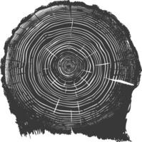 AI generated Silhouette Tree rings black color only vector