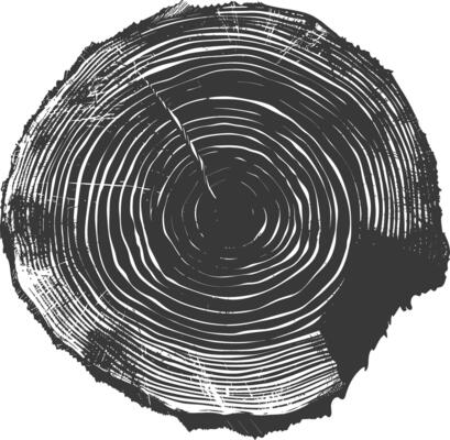 AI generated Silhouette Tree rings black color only