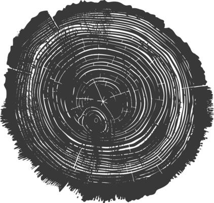 AI generated Silhouette Tree rings black color only