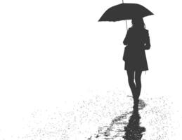 AI generated Silhouette woman and man with umbrella black color only vector