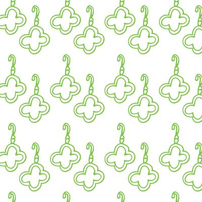 Seamless pattern of sketches clover earring for woman. Vector illustration on dark background. Can used for textile, wrapping paper, cover design, beauty background.