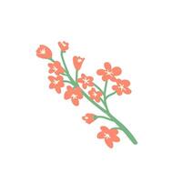 Hand drawn spring flowers on branch vector illustration. Can used for decoration banner, greeting card, invitation decor.