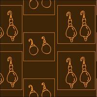 Seamless pattern of sketches earring for woman. Vector illustration on dark background. Can used for textile, wrapping paper, cover design, beauty background.