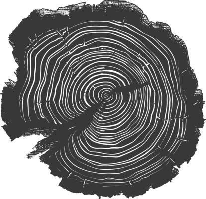AI generated Silhouette Tree rings black color only
