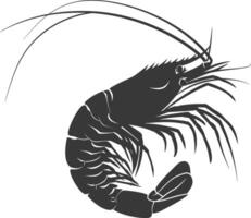 AI generated Silhouette shrimp animal black color only vector