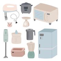 Vector set of kitchen electrical appliances.