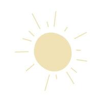 Simple vector sun drawing in flat style for icons and summer graphic designs.