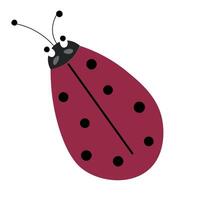 Ladybug or ladybird simple flat design red and black. Vector illustration isolated on white background.