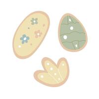 Set of decorated easter cookies of different forms. Assorted cookies, good for holiday design. vector