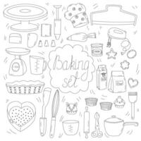 Baking set. Hand drawn illustration kitchen tools. vector